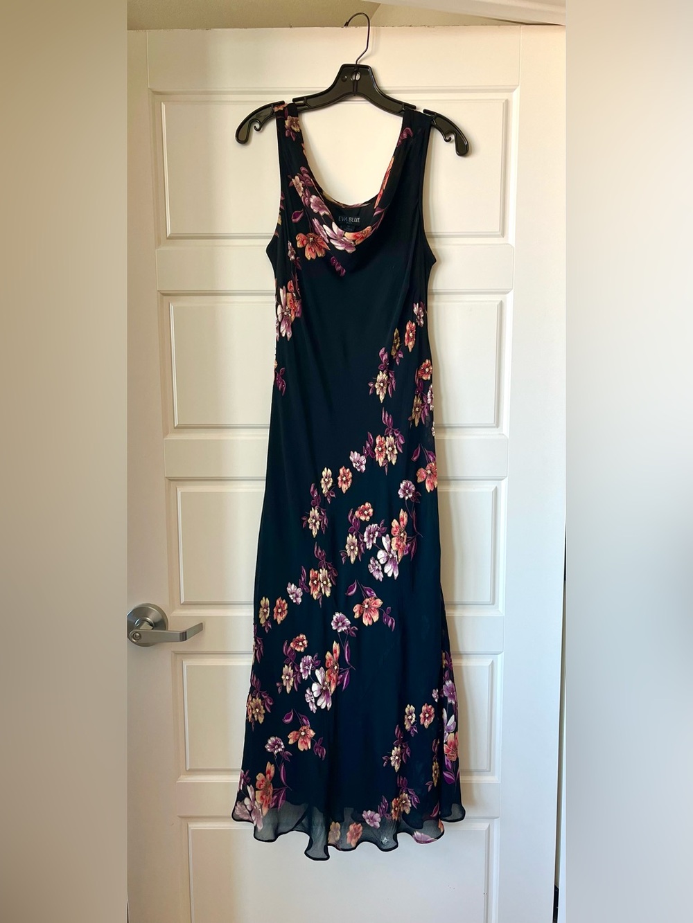 Vintage Bias Cut Eva Blue Slip Dress Size 14